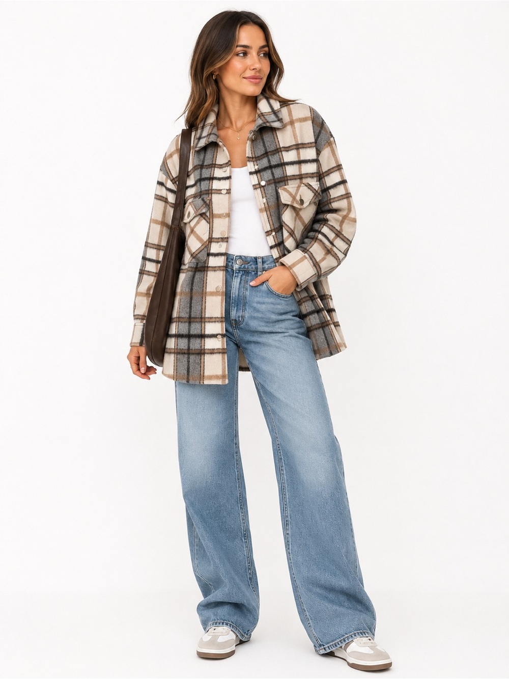 Zara Plaid Button Up Jacket Shacket